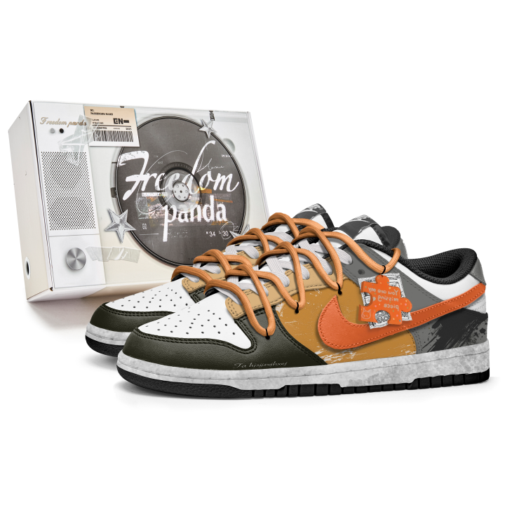 Nike Nike Dunk Slip Resistant Abrasion Resistant Low top Kids' Skateboarding Shoes Black Orange Teenagers