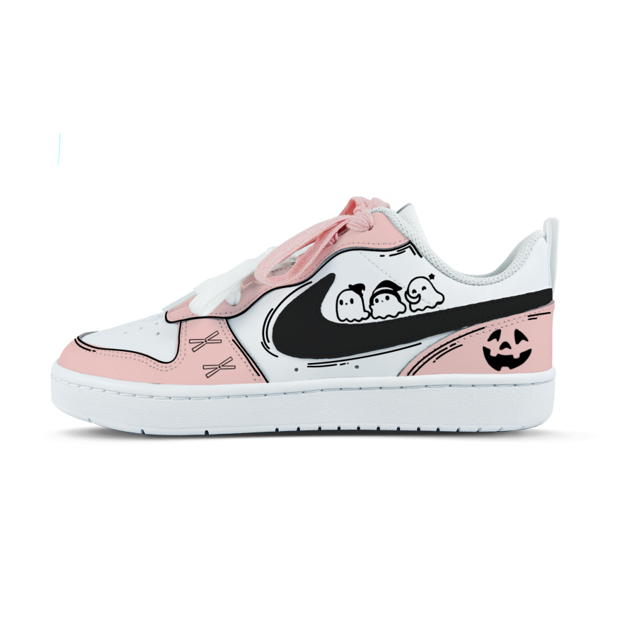 Nike Nike Court Borough Ghost Graffiti Leather Slip Resistant Abrasion Resistant Low top Kids' Skateboarding Shoes Unisex