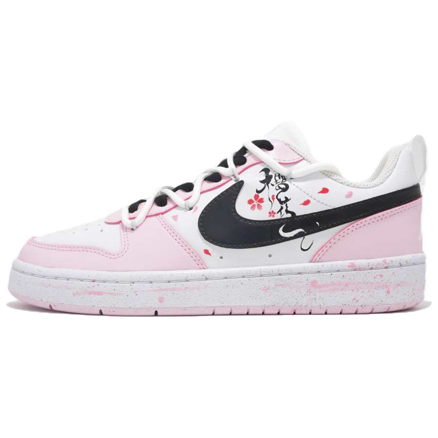 Nike Nike Court Borough Synthetic Leather Slip Resistant Abrasion Resistant Low top Kids' Skateboarding Shoes White Pink