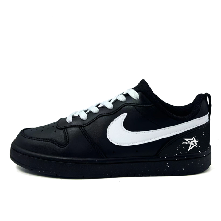 Nike Nike Court Borough Black Star Ink Splatter Synthetic Leather Abrasion Resistant Slip Resistant