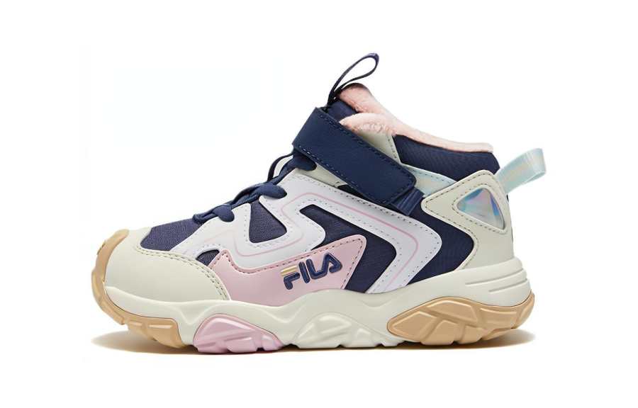 FILA KIDS Comfortable Abrasion Resistant Breathable Kids Lifestyle Shoes White Pink Children Aged 3 7 Years Old