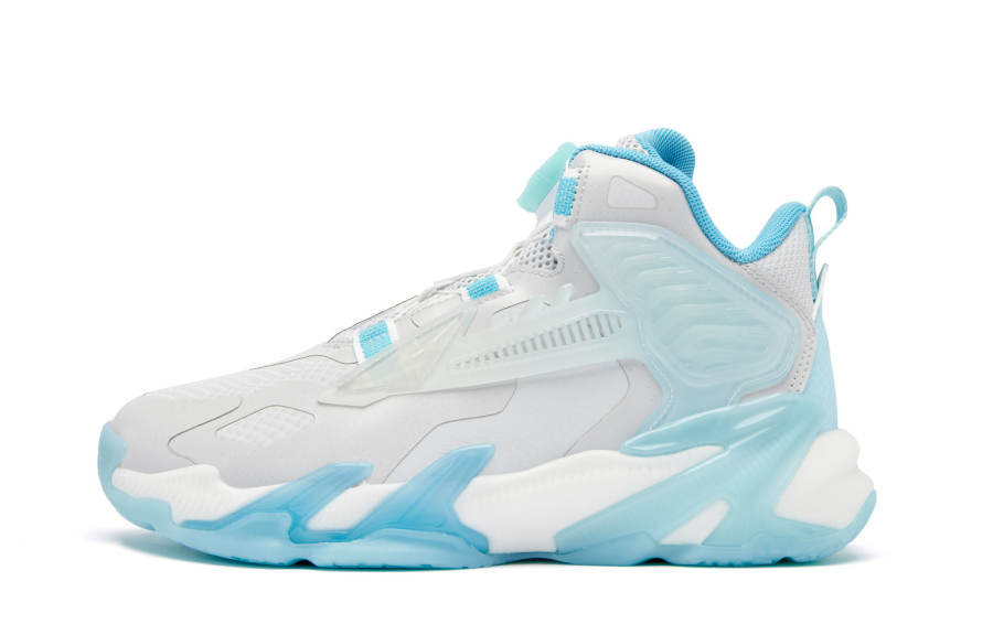 QIAODAN Mid top Basketball Shoes Serene Wave Blue Teenagers