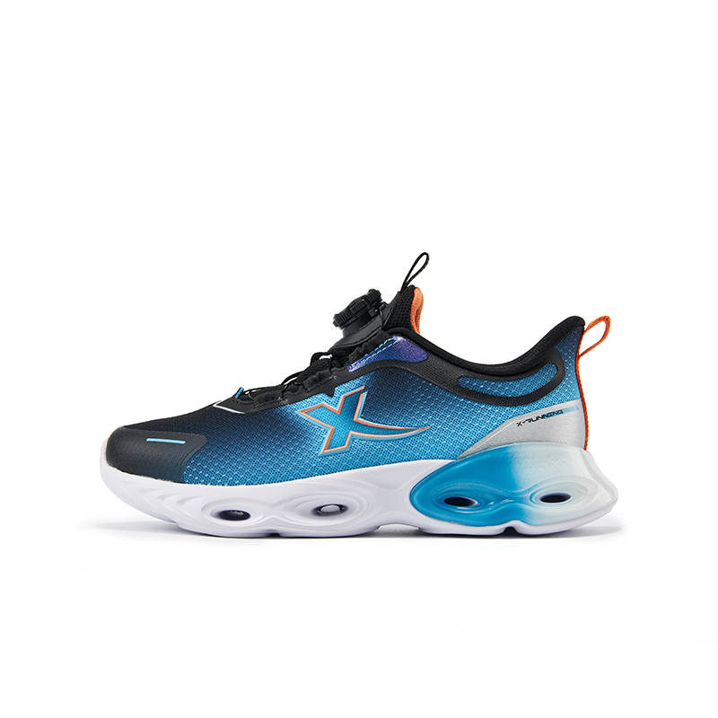 XTEP Cushioning Spin Slip Resistant, Abrasion Resistant, Rebound Support Low top Running Shoes Black Emerald Lake Blue
