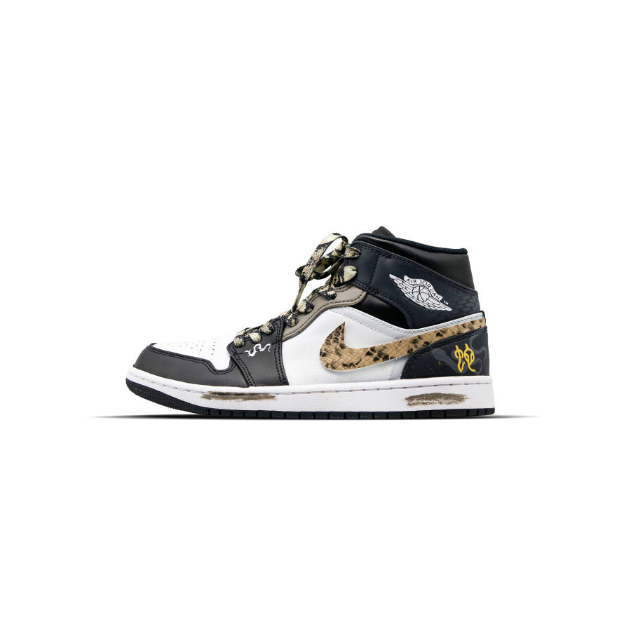 Jordan Jordan Air Jordan 1 Mid top Children's Basketball Shoes Black White Gray Teenagers