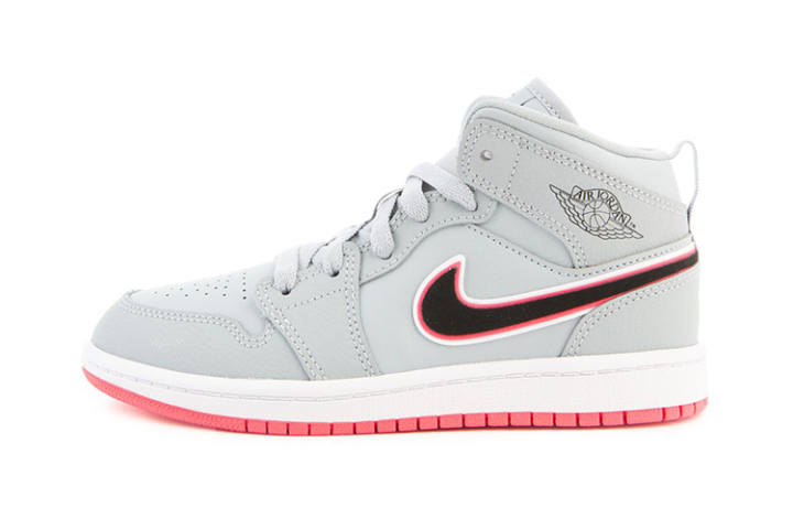 Jordan Jordan Air Jordan 1 Mid High top Kids' Training Shoes Gray Pink Children Aged 3 7 Years Old