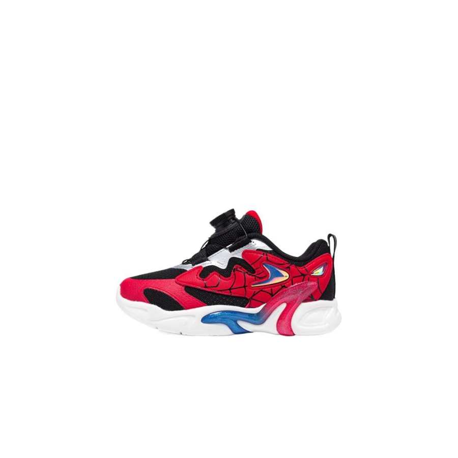 XTEP Fabric Abrasion Resistant Low top Kids Lifestyle Shoes Black/Top Scorer Red Children Aged 3 7 Years Old
