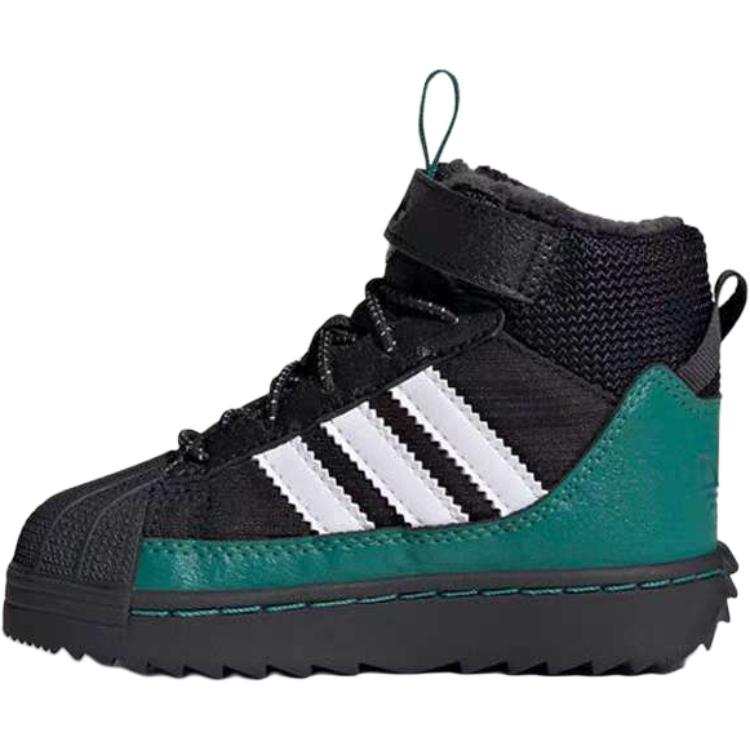 Adidas Originals Slip Resistant Abrasion Resistant High top Toddler Shoes Black Green Infant And Toddler