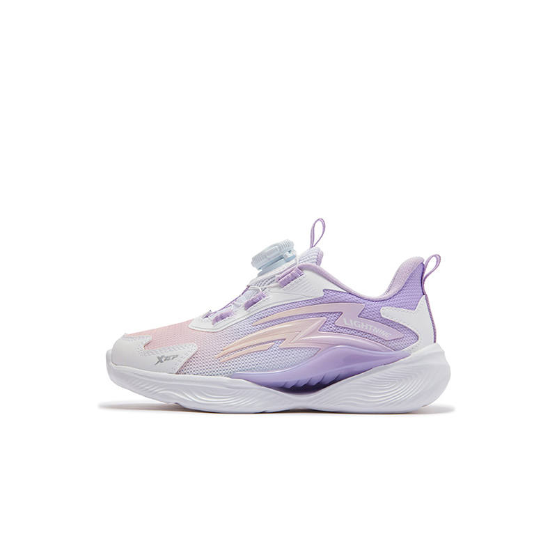 XTEP Slip Resistant Abrasion Resistant Low top Kids' Running Shoes Classic White Peony Purple Kids'