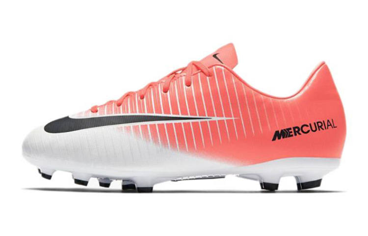 Nike Nike Mercurial Victory Jr. 6 FG Slip Resistant, Abrasion Resistant, Lightweight Low top Kids' Soccer Shoes White Pink