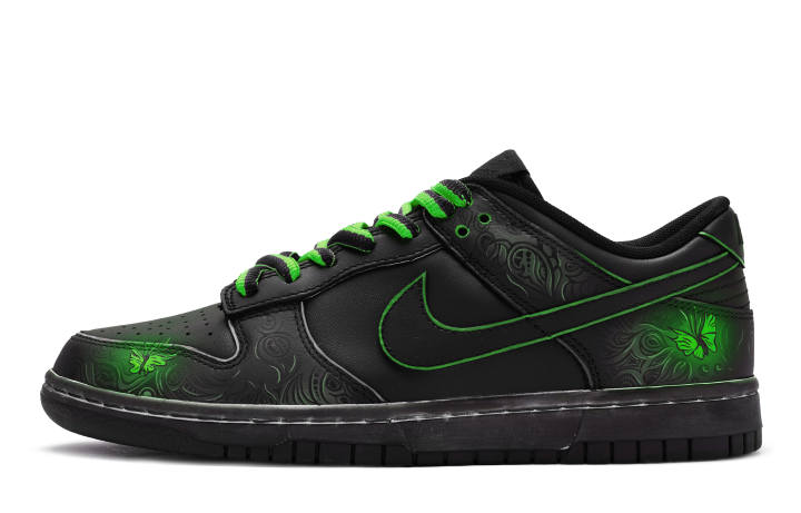 Nike Nike Dunk 811 Manufacturing, Inferno Butterfly Slip Resistant Slip Resistant Low top Skateboard Shoes Men's Black Green