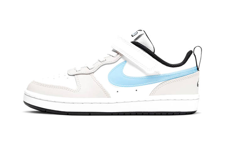 Nike Nike Court Borough Low 2 KSA Hook and loop Low top Skateboard Shoes Gray White Blue Children Aged 3 7 Years Old