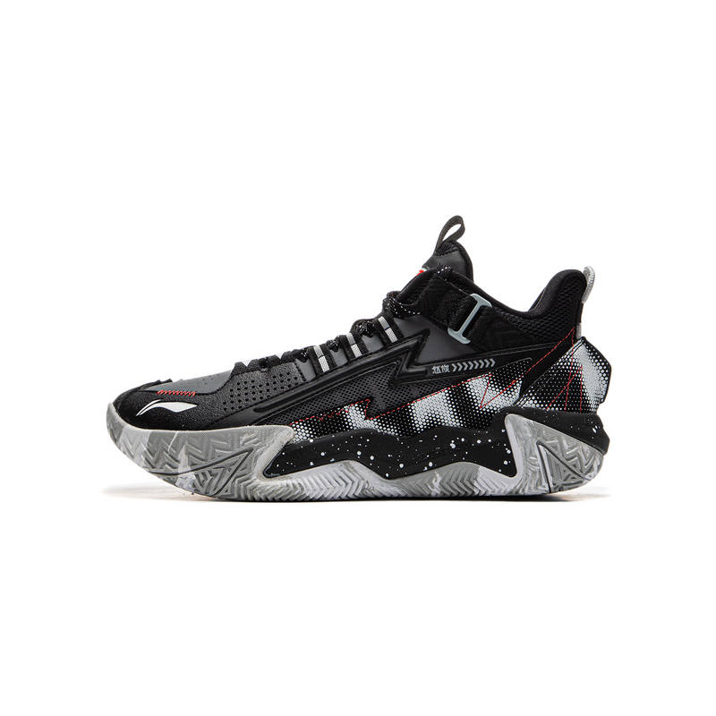 Li-Ning YOUNG Li Ning YOUNG Synthetic Leather Low top Basketball Shoes Black Gray Teenagers