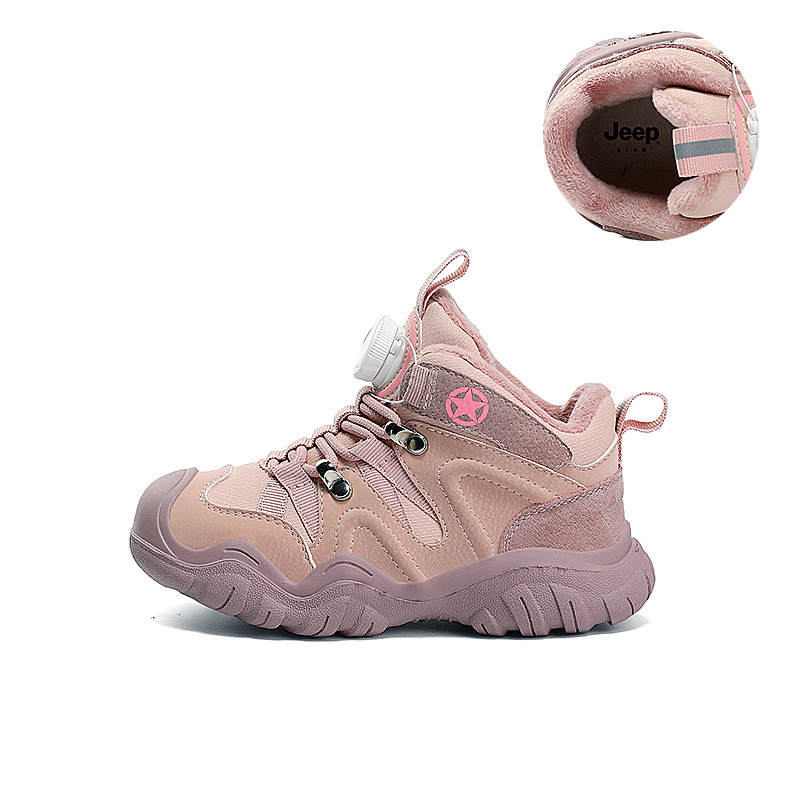 Jeep Vintage Streetwear, Outdoor Hiking, Slip Resistant, Abrasion Resistant, Fleece Lined, Thermal Kids Lifestyle Shoes