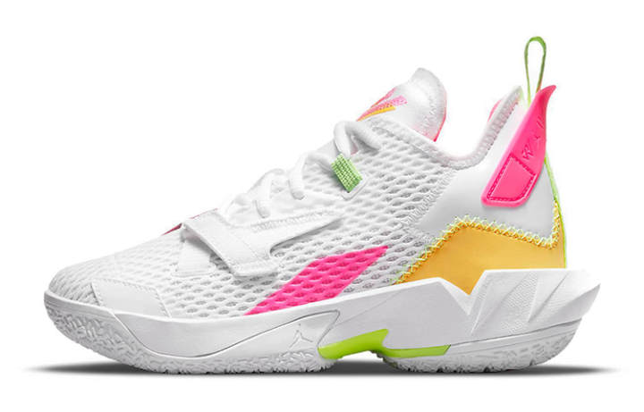 Jordan Jordan Why Not Zer0.4 Slip Resistant Mid top Basketball Shoes White Pink Yellow Unisex