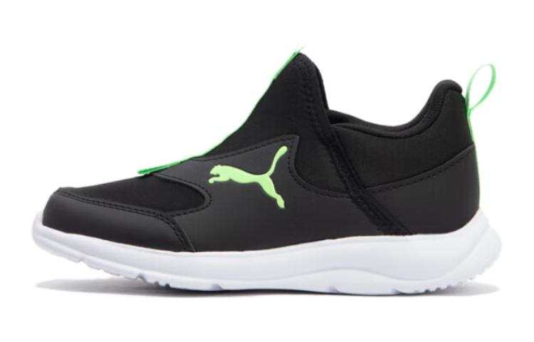 PUMA Comfortable Abrasion Resistant Low top Kids Lifestyle Shoes Black Green Children Aged 3 7 Years Old