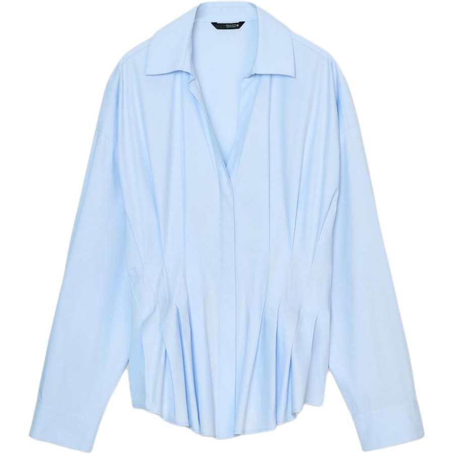 ZARA ZARA Shirts Women's Light Blue Lapel