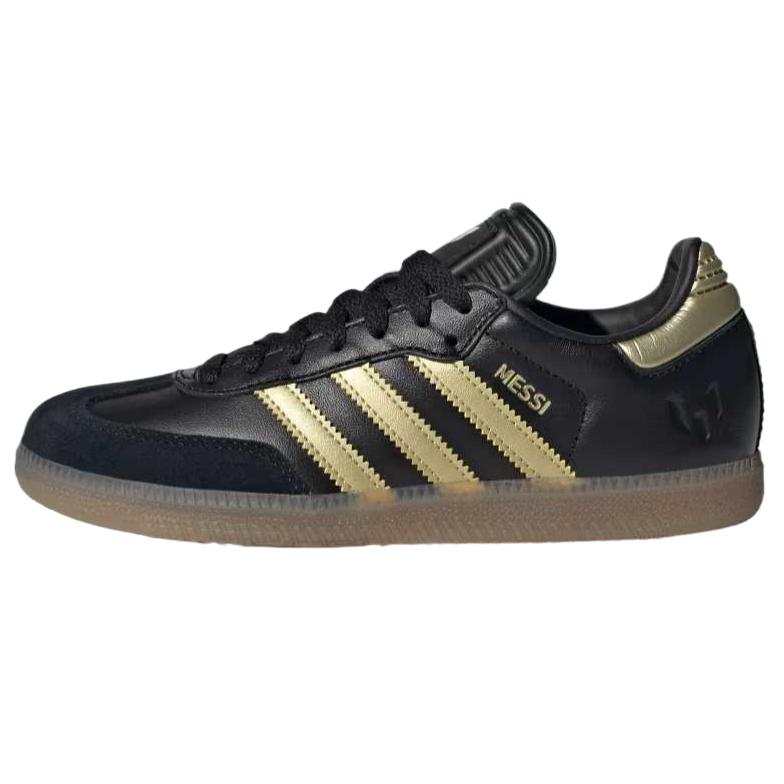 Adidas Adidas SAMBAE Slip Resistant Abrasion Resistant Low top Kids' Soccer Shoes Black Gold Gray Kids'