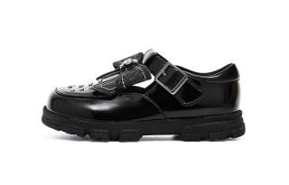 TARANISMETA Waterproof Low top Kids' Leather Shoes Mirror Finish Black Kids'