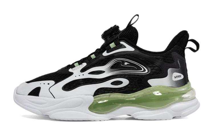 361°KIDS Fabric Slip Resistant Cushioning Low top Casual Shoes Black Green Teenagers