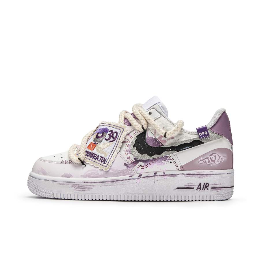 Nike Nike Air Force 1 LE Slip Resistant Slip Resistant Low top Kids' Skateboarding Shoes Purple White Teenagers
