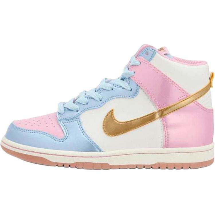 Nike Nike Dunk High Leather High top Basketball Shoes White Blue Pink Unisex