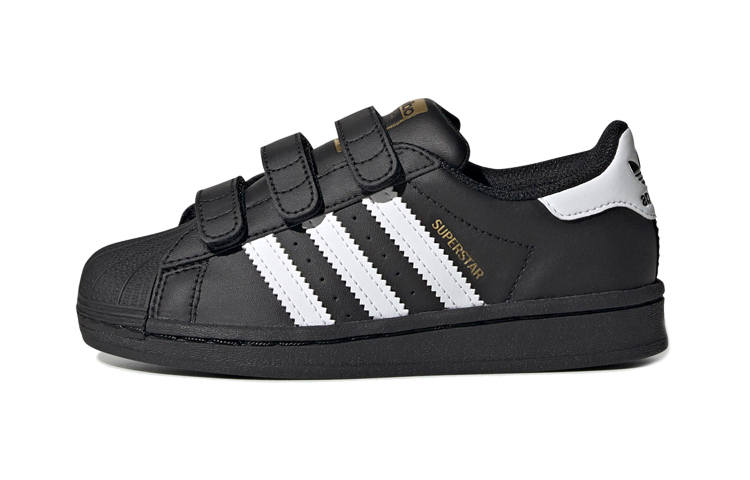 Adidas Originals SUPERSTAR Fashion Anti kick Low top Skateboard Shoes Black White Children Aged 3 7 Years Old