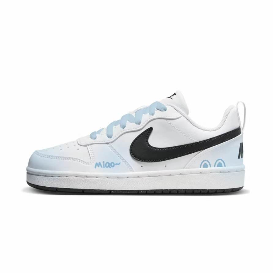 Nike Nike Court Borough Light Blue Milk Cat Synthetic Leather Low top Skateboard Shoes White Kids'