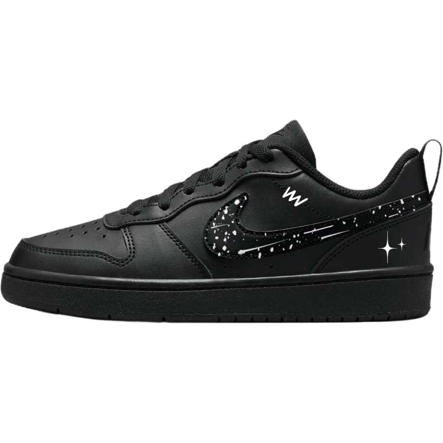 Nike Nike Court Borough Starry Tide Black Synthetic Leather Low top Kids' Skateboarding Shoes Black White Teenagers
