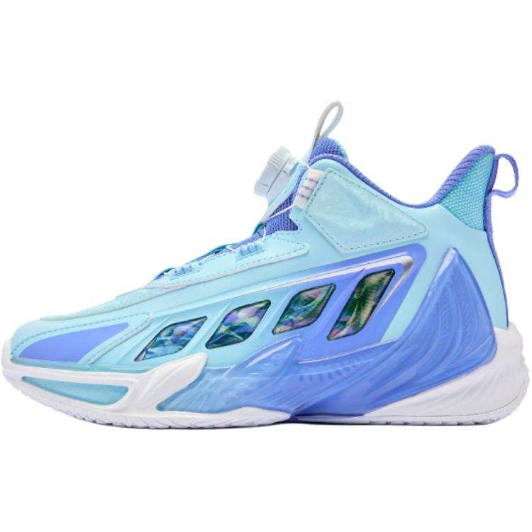 QIAODAN Mid top Basketball Shoes Ice Moon Blue Unisex