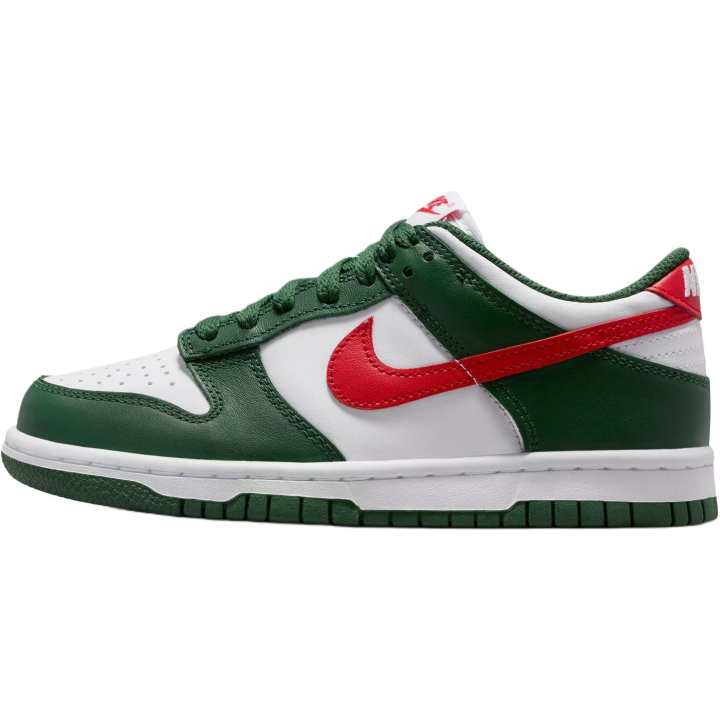 Nike Nike Dunk Synthetic Leather, Leather Low top Skateboard Shoes Fir Green/University Red/White Unisex