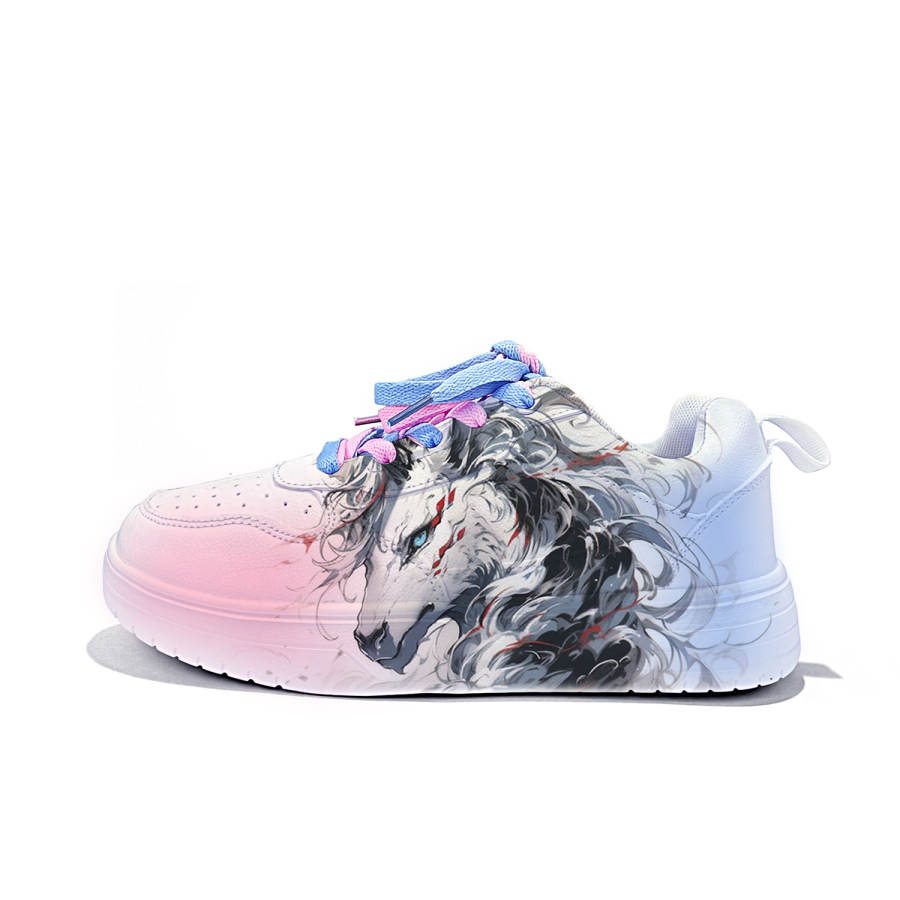 ZUOLENGCHAN Low top Skateboard Shoes Unisex White Pink Blue