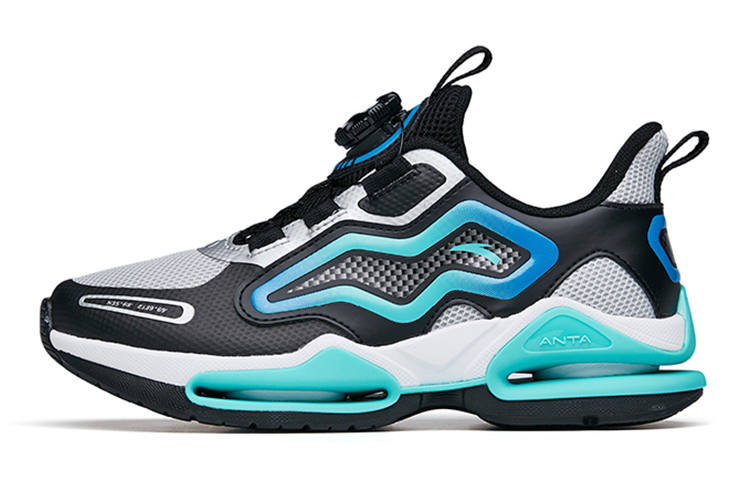 Antakids Anta Bomb Technology Comfortable Slip Resistant Cushioning Abrasion Resistant Low top Running Shoes Silver Black Blue