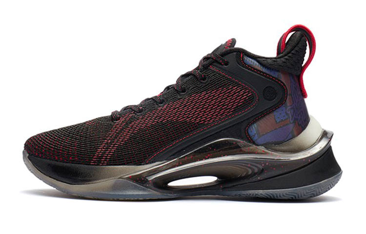 Li-Ning YOUNG Li Ning YOUNG Avant Garde Spirit 1 Cushioning Abrasion Resistant Mid top Basketball Shoes Black Red Unisex