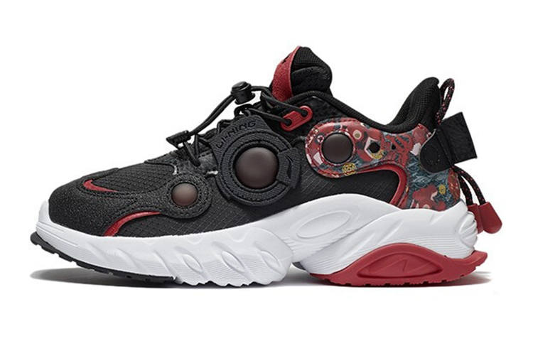 Li-Ning YOUNG Li Ning Slip Resistant Cushioning Abrasion Resistant Low top Running Shoes Black Teenagers