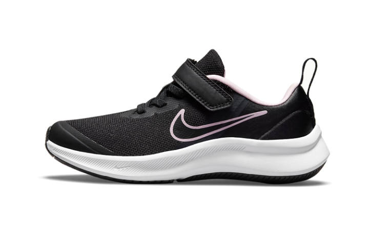 Nike Nike Star Runner 3 Hook and loop Abrasion Resistant Slip Resistant Low top Kids' Running Shoes Black Pink White
