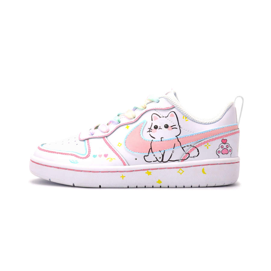 Nike Nike Court Borough 2 Slip Resistant Abrasion Resistant Low top Kids' Skateboarding Shoes Pink White Blue Teenagers