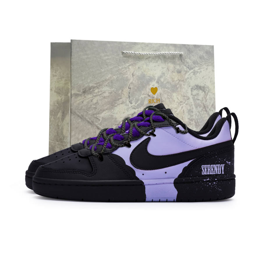 Nike Nike Court Borough Dusty Purple Starry Shopping Bag Low top Kids' Skateboarding Shoes Black Purple Teenagers