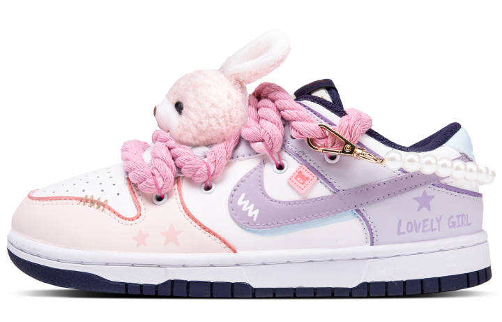 Nike Nike Dunk Low Leather Cushioning Abrasion Resistant Cushioning, Wear Resistant Low top Kids' Skateboarding Shoes Pink