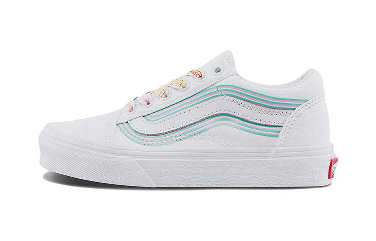 Vans Old Skool Low top Kids' Skateboarding Shoes White Blue Children Aged 3 7 Years Old