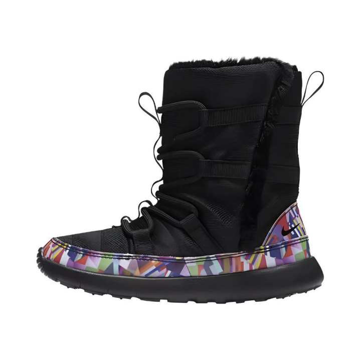 Nike Nike Roshe One Comfortable Round Toe Anti Kick Thermal Knee High Kids' Boots Black Children Aged 3 7 Years Old