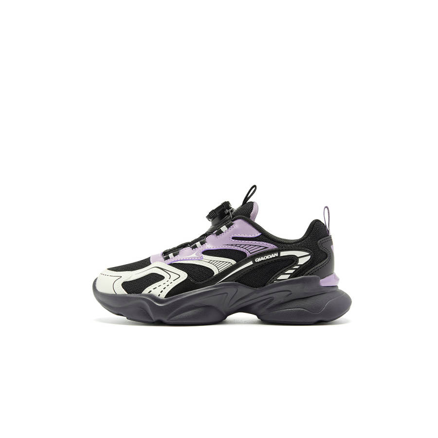 QIAODAN Synthetic Leather, Textile Low top Running Shoes Black/cloud Purple Teenagers