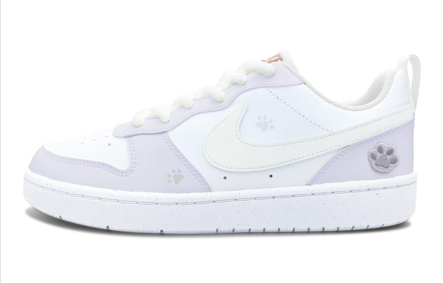 Nike Nike Court Borough Sweet Potato Cat Scratching, Shimmery Cat Low top Kids' Skateboarding Shoes Purple Yellow Teenagers