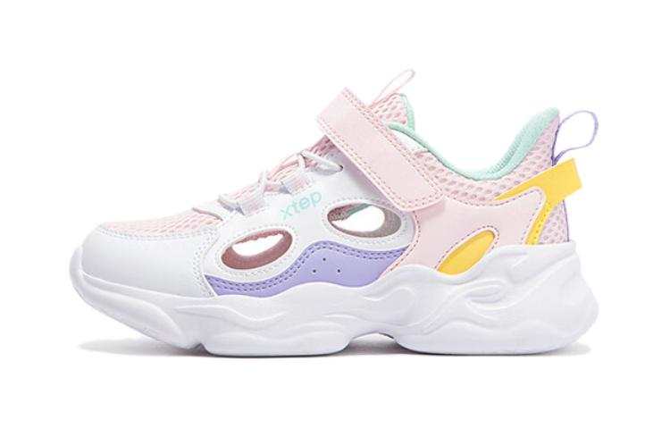 XTEP Slip Resistant Slip Resistant Kids Lifestyle Shoes Pink White Children Aged 3 7 Years Old