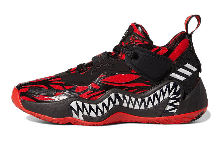 Adidas Adidas D.O.N. Issue #3 J Cushioning, Wear Resistant Mid top Basketball Shoes Black Red