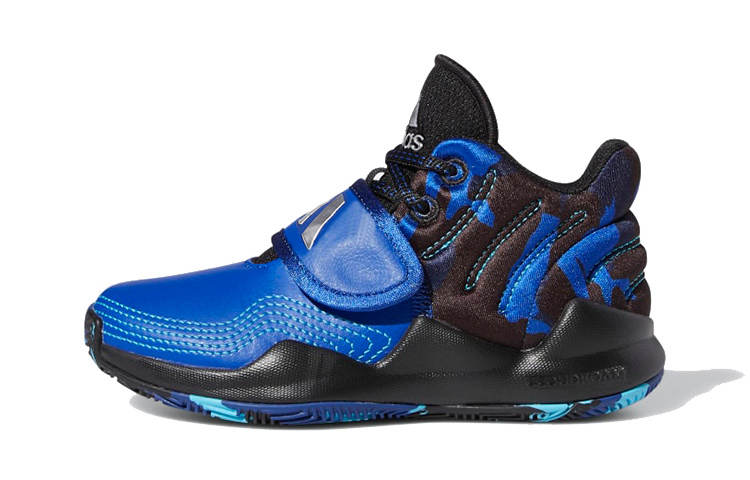 Adidas Adidas Deep Threat Breathable Mid top Children's Basketball Shoes Blue Black Children Aged 3 7 Years Old