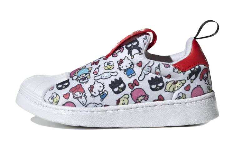 Adidas Originals Hello Kitty x Adidas Originals SUPERSTAR 360 Abrasion Resistant Breathable Low top Skateboard Shoes White Red Kids'