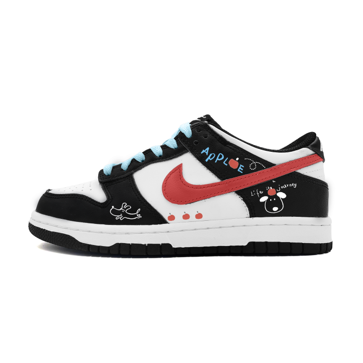 Nike Nike Dunk Apple Dog Slip Resistant Low top Skateboard Shoes Women's Red Blue