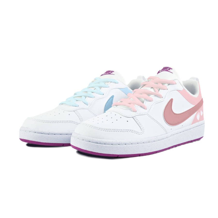 Nike Nike Court Borough Low Slip Resistant Abrasion Resistant Low top Kids' Skateboarding Shoes White Teenagers