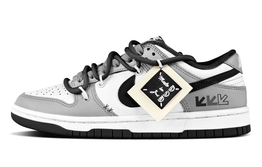 Nike Nike Dunk 'Black' Leather Low top Kids' Skateboarding Shoes Black Gray Kids'