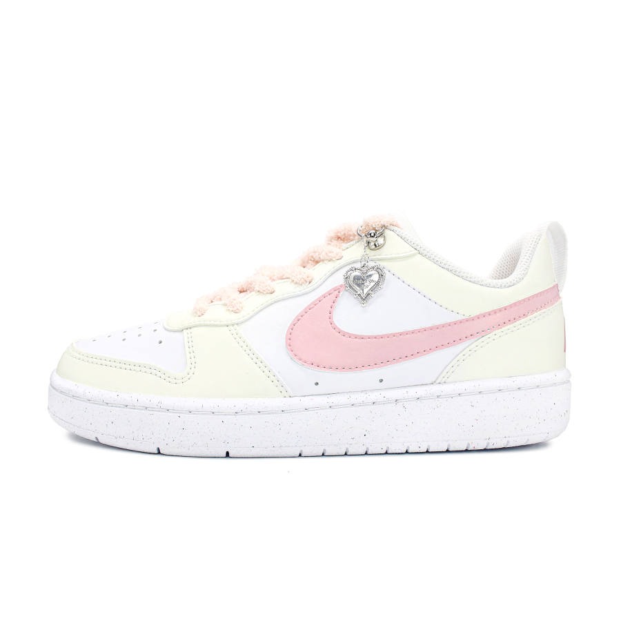 Nike Nike Court Borough Strawberry Basque Slip Resistant Low top Kids' Skateboarding Shoes Custard Powder Teenagers